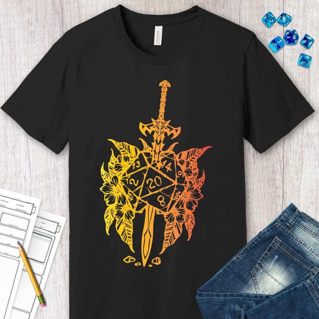 Printify T-Shirt D&D Sword D20 T-shirt