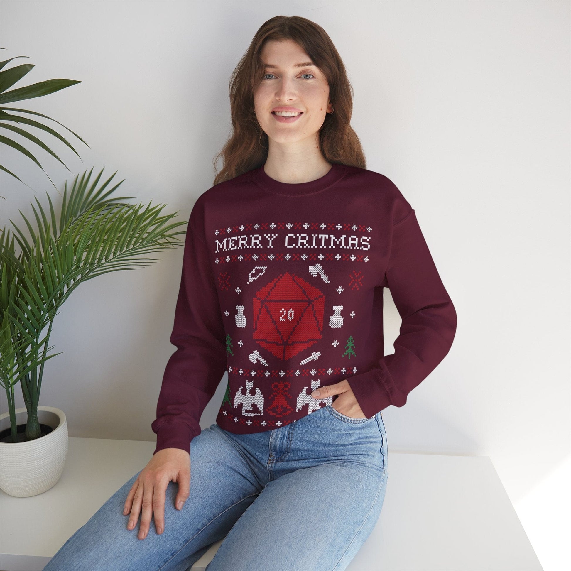 Printify Sweatshirt D&D Ugly Christmas Sweater Sweatshirt