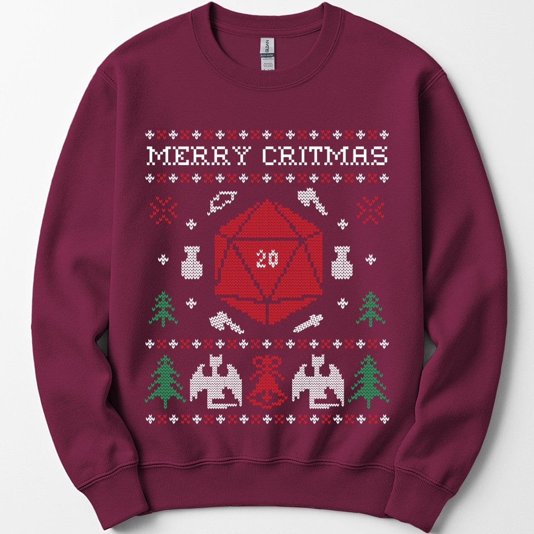 Printify Sweatshirt Maroon / S D&D Ugly Christmas Sweater Sweatshirt