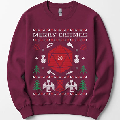 Printify Sweatshirt Maroon / S D&D Ugly Christmas Sweater Sweatshirt