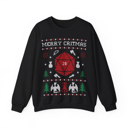 Printify Sweatshirt S / Black D&D Ugly Christmas Sweater Sweatshirt