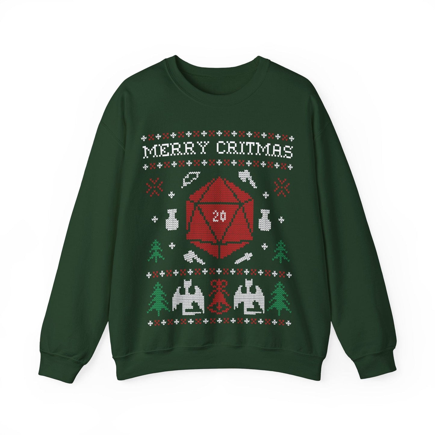 Printify Sweatshirt S / Forest Green D&D Ugly Christmas Sweater Sweatshirt