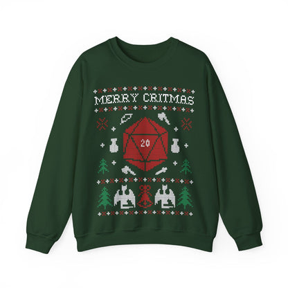 Printify Sweatshirt S / Forest Green D&D Ugly Christmas Sweater Sweatshirt