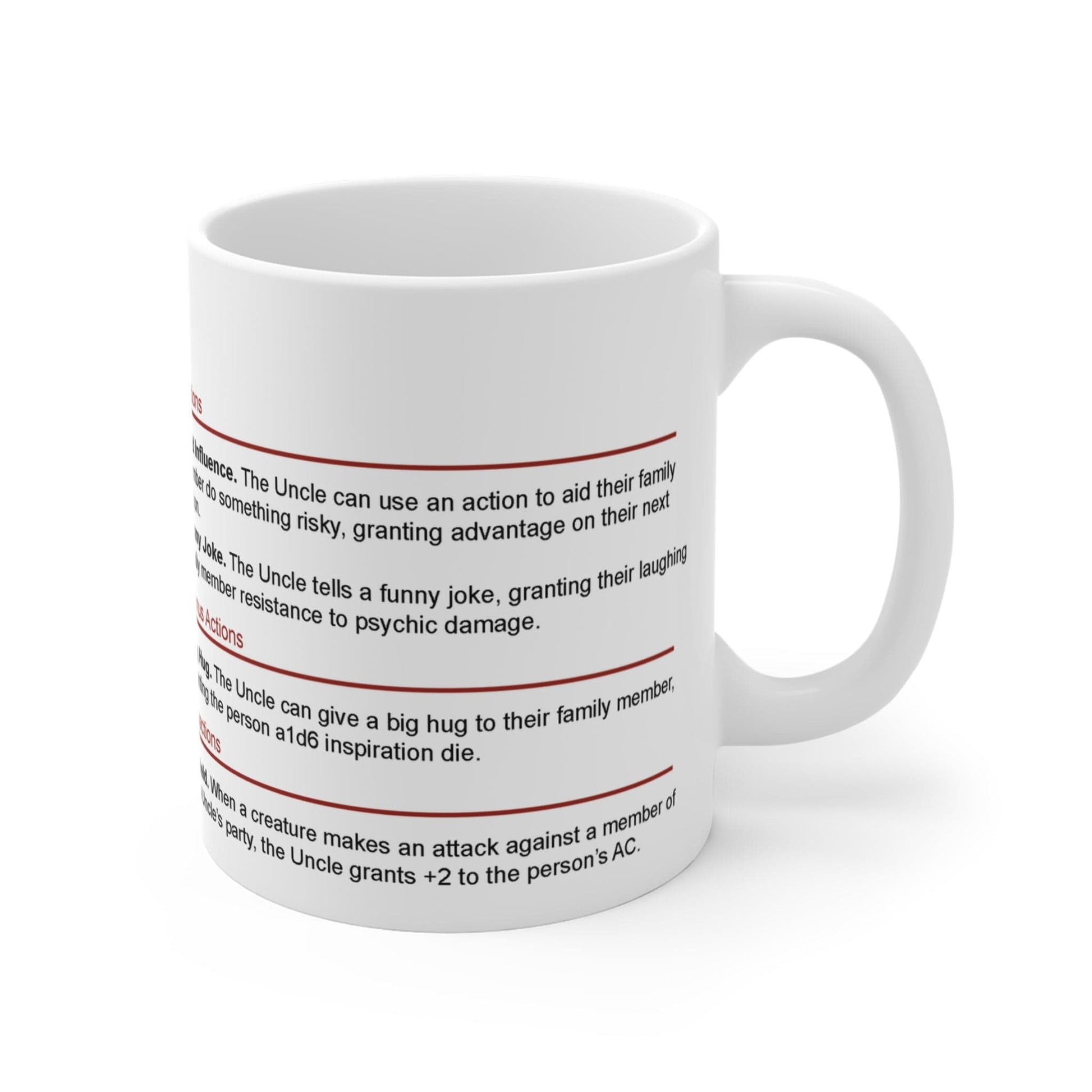 Printify Mug 11oz D&D Uncle Stat Block Mug Gift