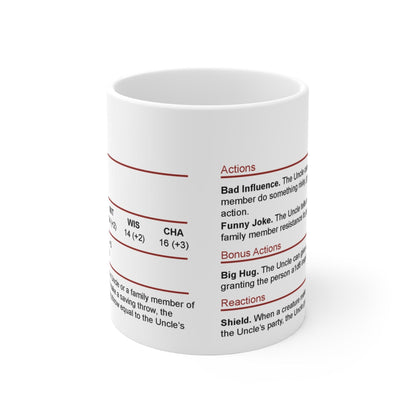 Printify Mug 11oz D&D Uncle Stat Block Mug Gift