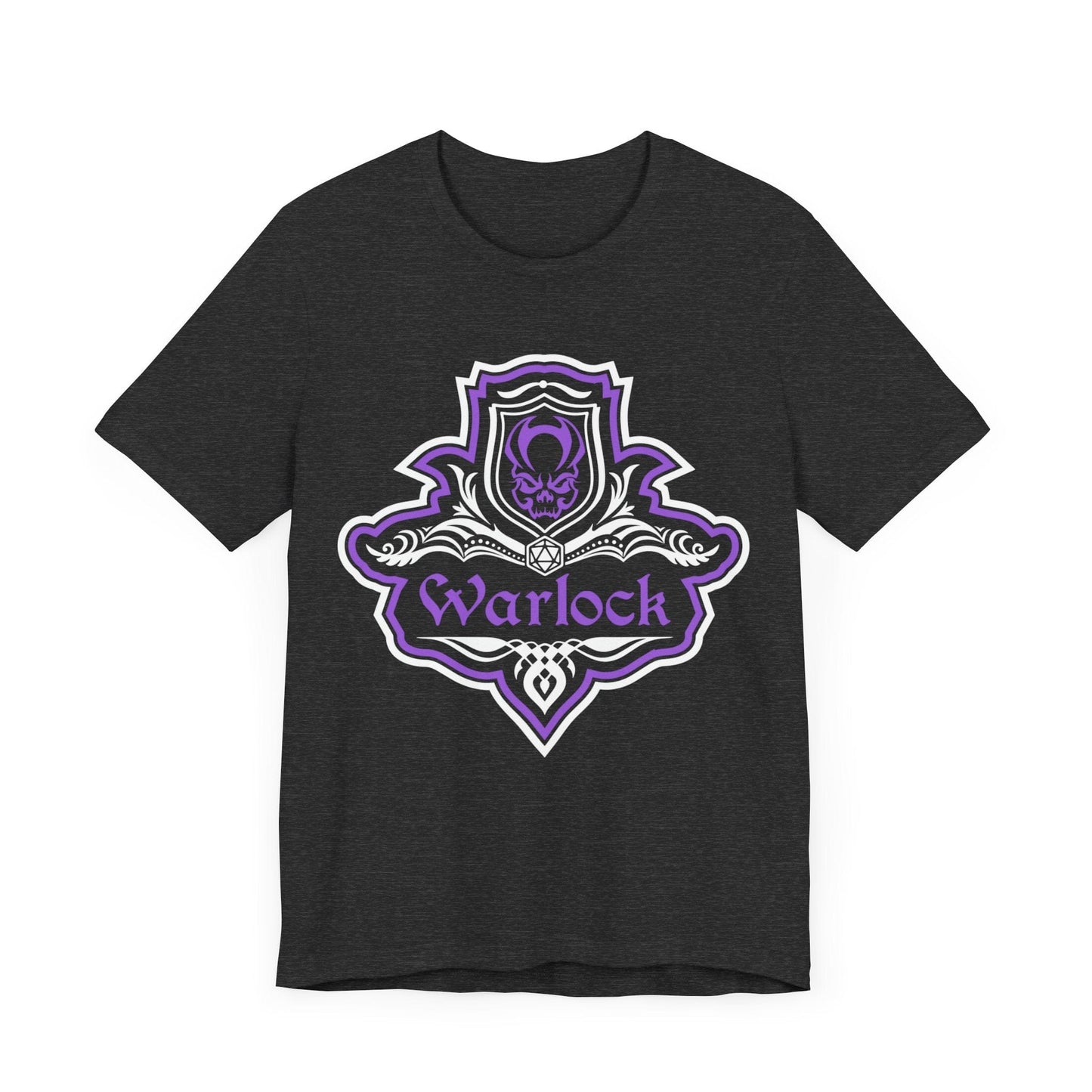 Printify T-Shirt Dark Grey Heather / S D&D Warlock Class Fancy Emblem T-Shirt