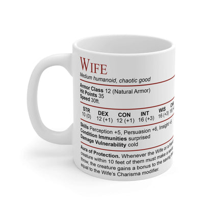 Printify Mug 11oz D&D Wife Stat Block Mug