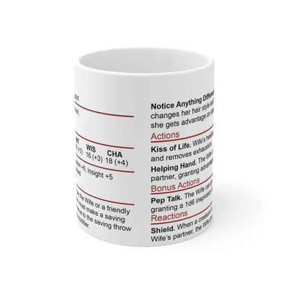 Printify Mug 11oz D&D Wife Stat Block Mug