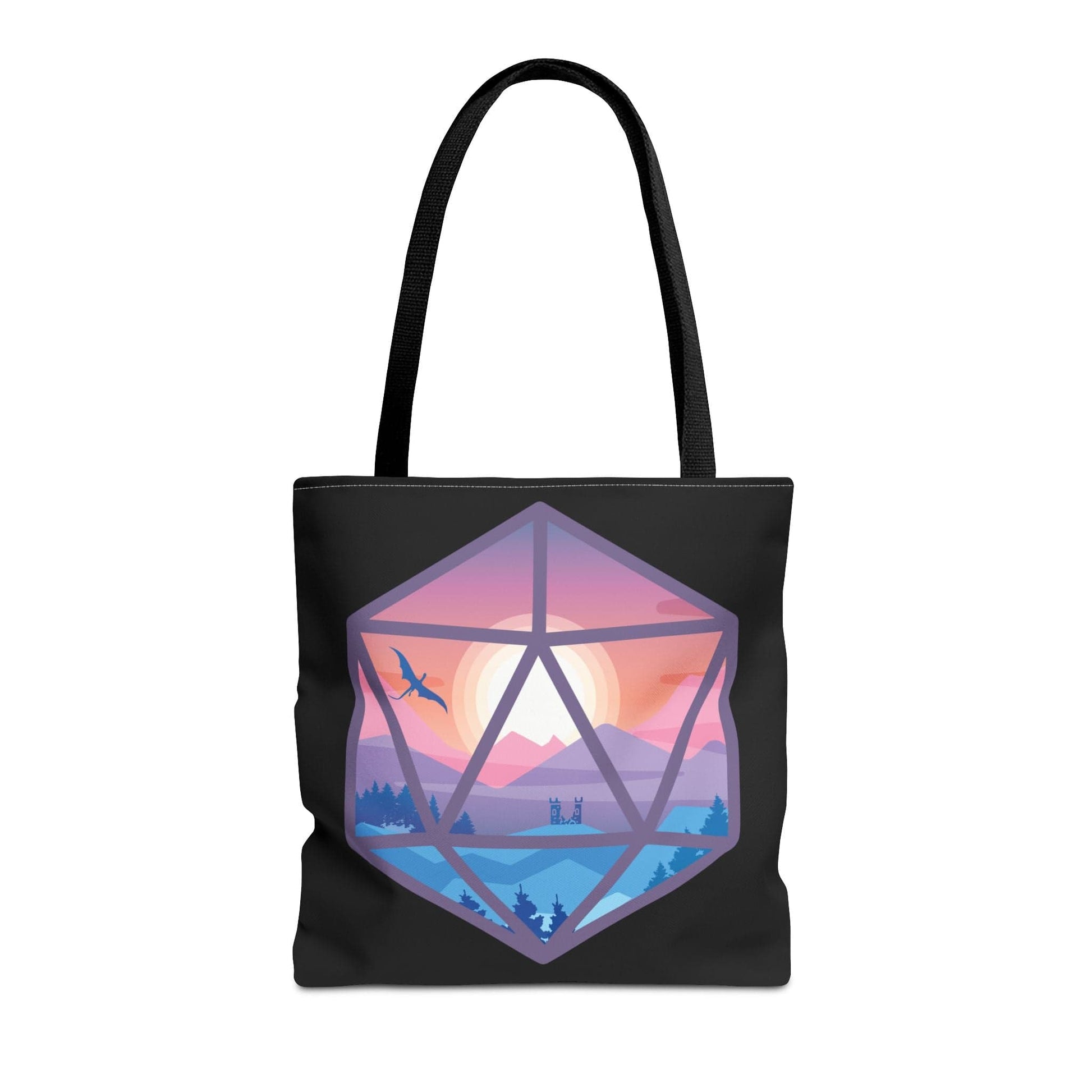 Printify Bags 16" × 16'' / Black D20 Fantasy Landscape D&D Tote Bag