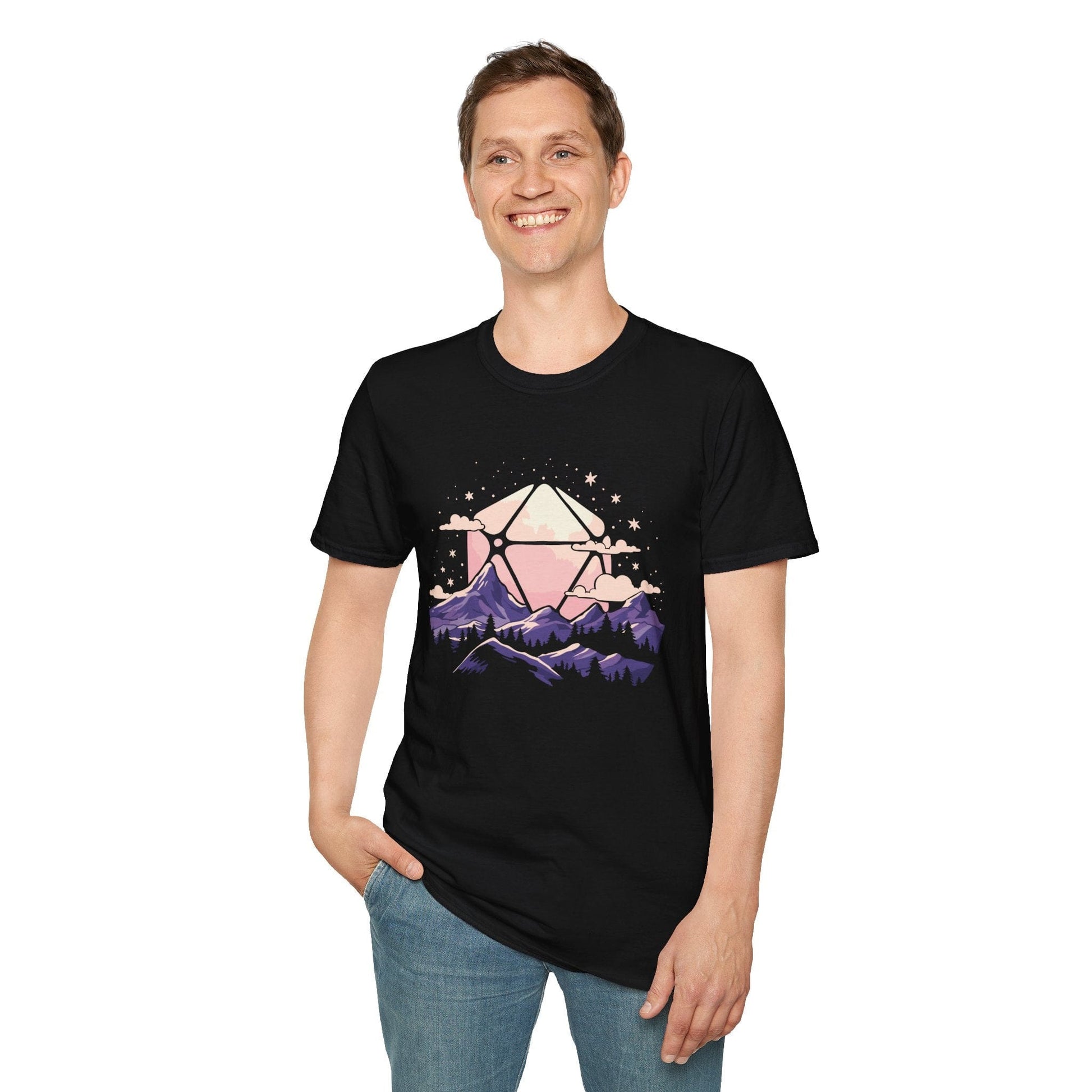 Printify T-Shirt D20 Moon Landscape T-shirt