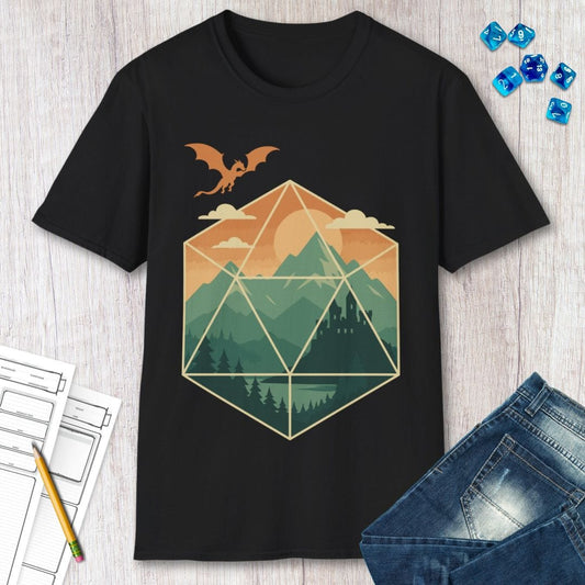 Printify T-Shirt D20 Mountain Landscape T-Shirt