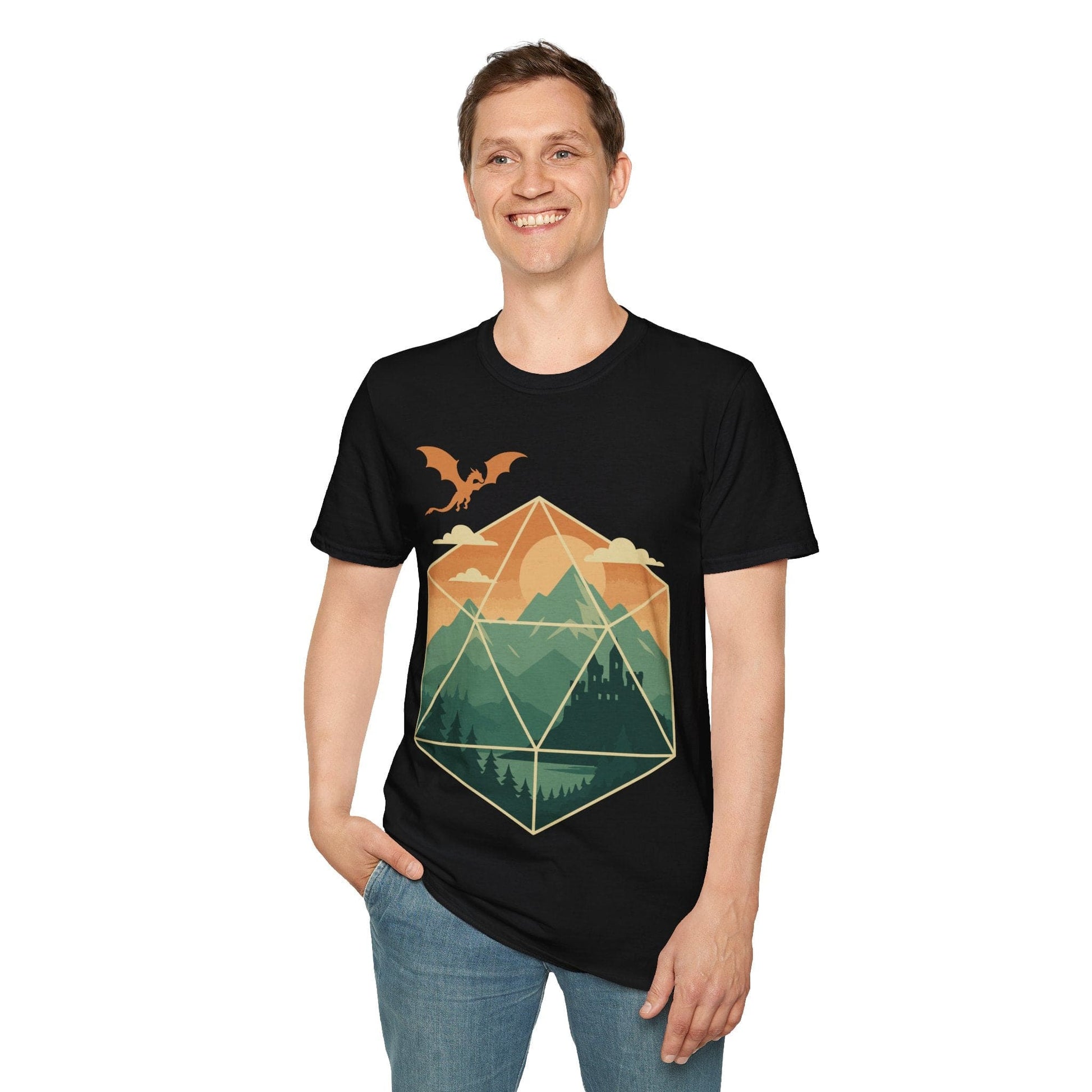 Printify T-Shirt D20 Mountain Landscape T-Shirt
