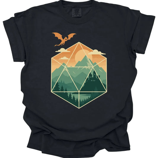 Printify T-Shirt Black / S D20 Mountain Landscape T-Shirt - Comfort Colors