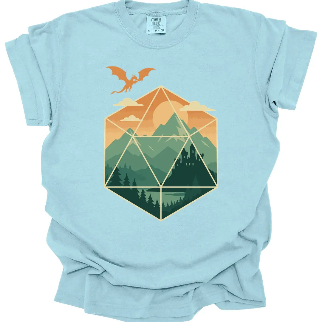 Printify T-Shirt Chambray / S D20 Mountain Landscape T-Shirt - Comfort Colors
