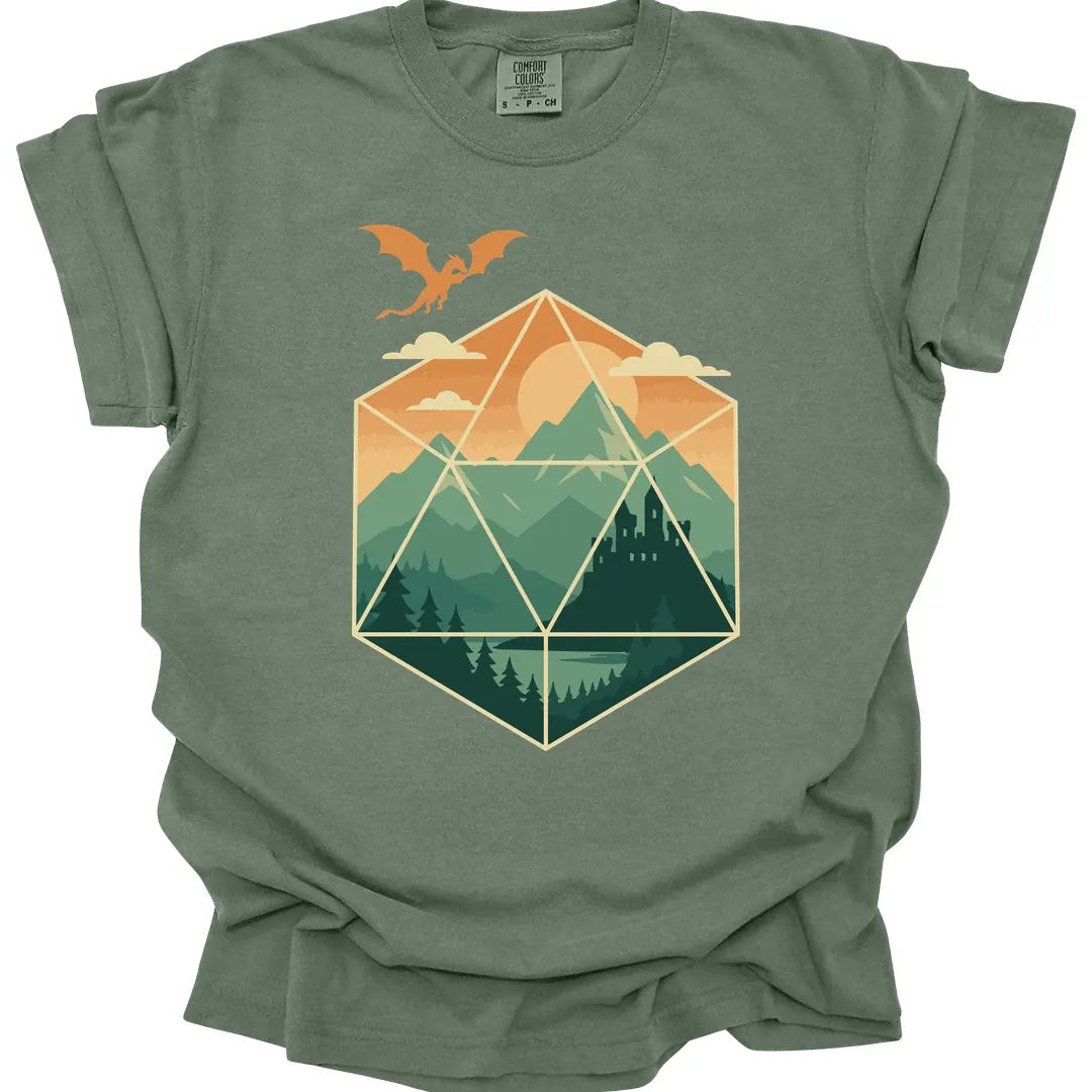 Printify T-Shirt Moss / S D20 Mountain Landscape T-Shirt - Comfort Colors