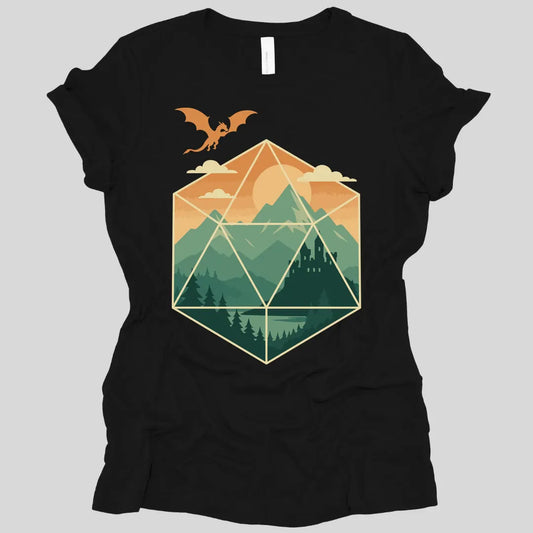 Printify T-Shirt Black / S D20 Mountain Landscape Women's T-shirt