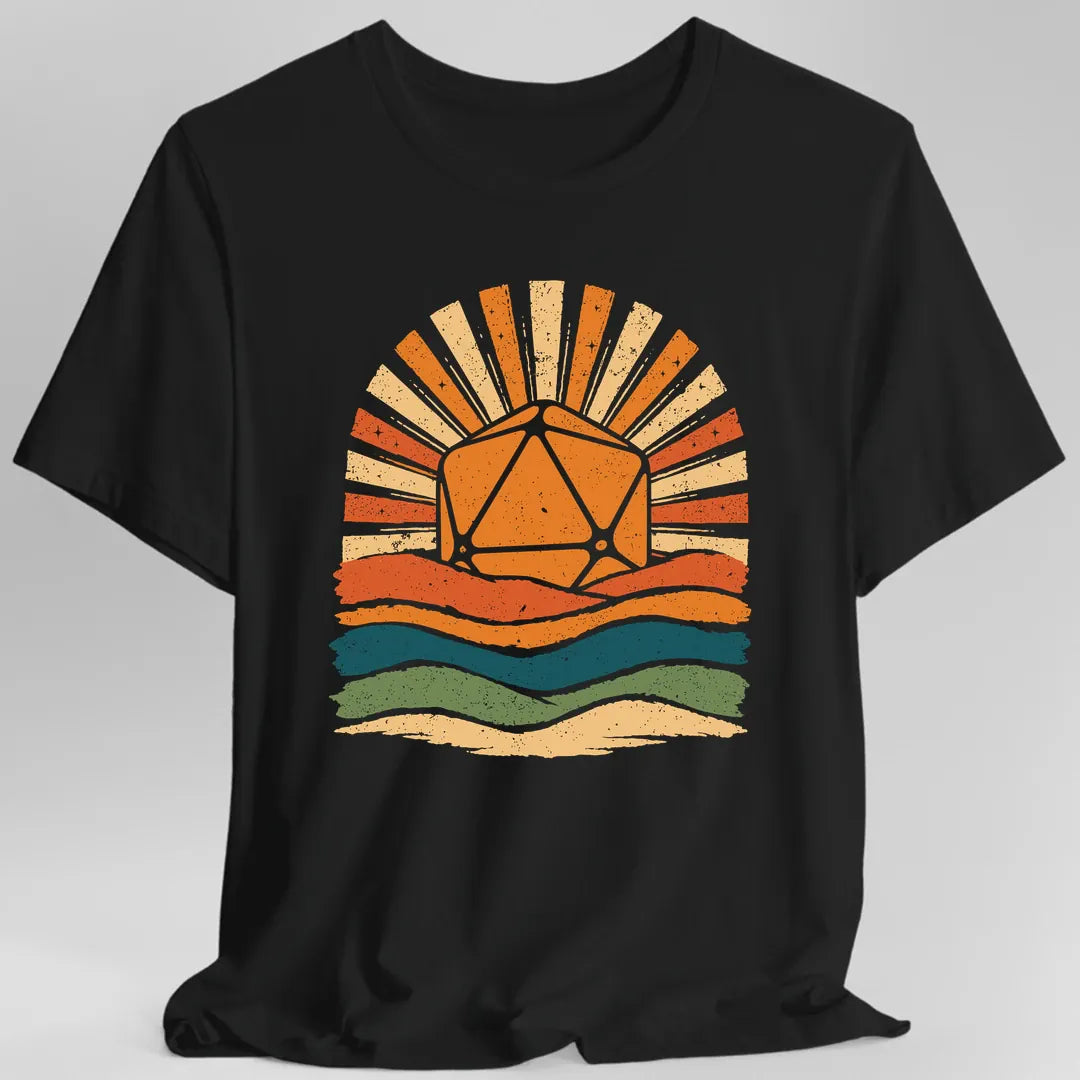 Printify T-Shirt Black / S D20 Retro Groovy Sunset T-Shirt