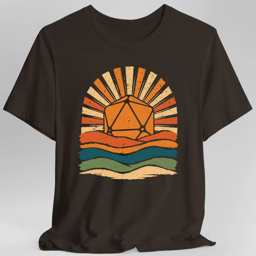 Printify T-Shirt Dark Chocolate / S D20 Retro Groovy Sunset T-Shirt