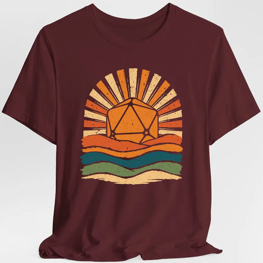 Printify T-Shirt Maroon / S D20 Retro Groovy Sunset T-Shirt