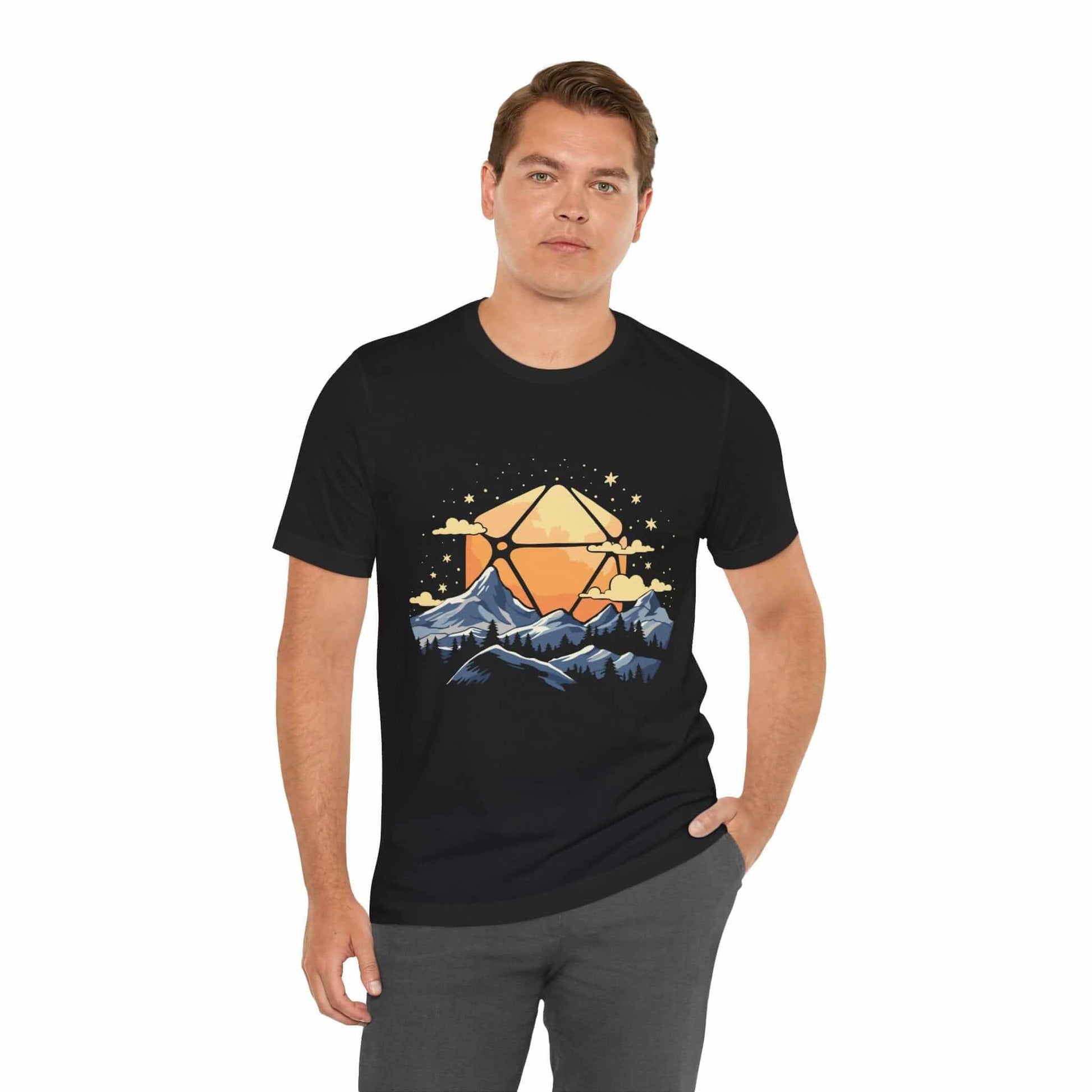 Printify T-Shirt D20 Sun Landscape Blue Orange