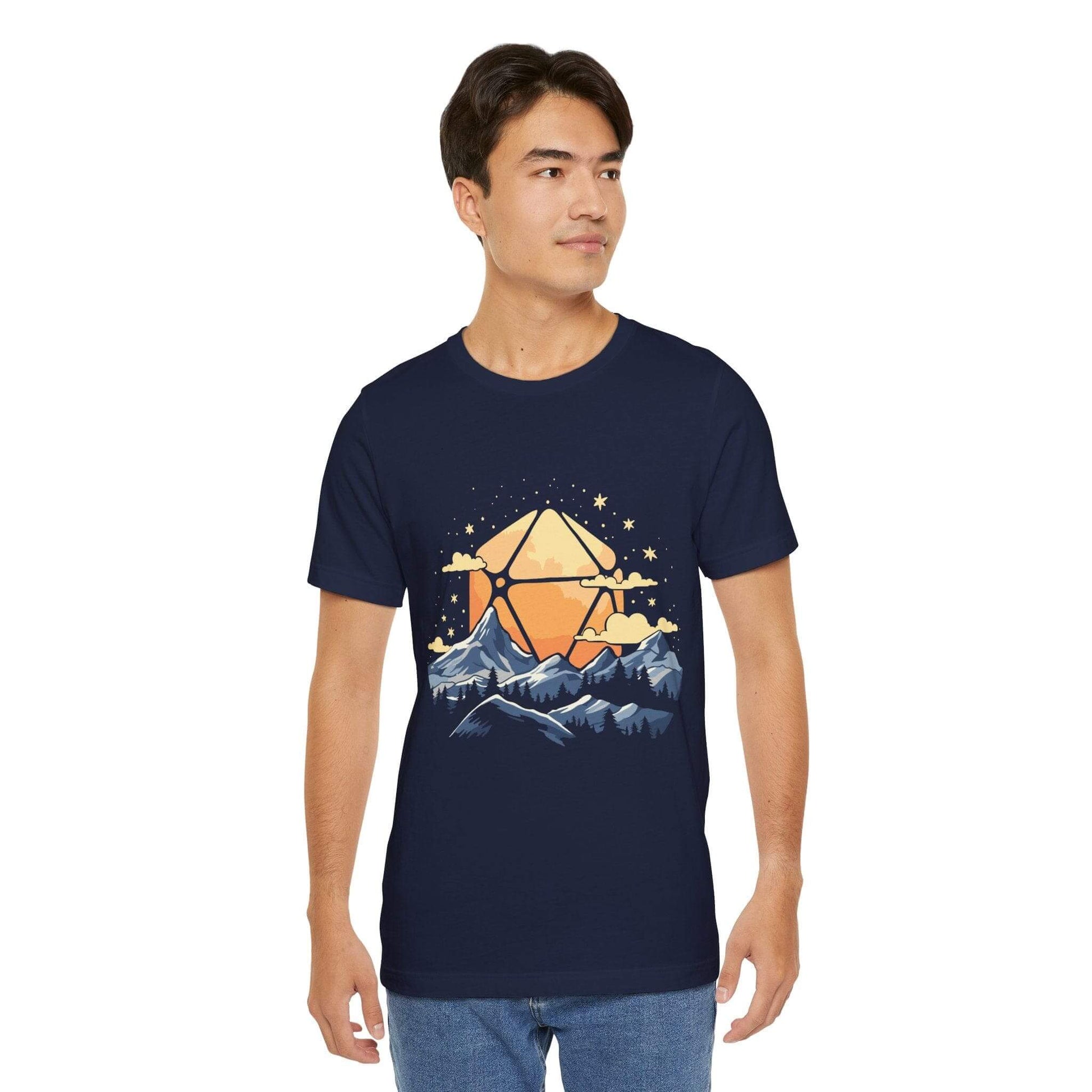 Printify T-Shirt D20 Sun Landscape Blue Orange