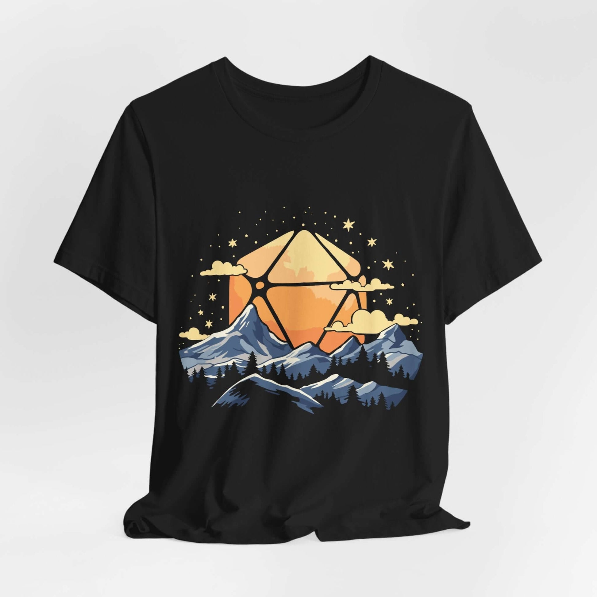 Printify T-Shirt Black / S D20 Sun Landscape Blue Orange