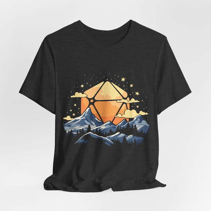 Printify T-Shirt Dark Grey Heather / S D20 Sun Landscape Blue Orange