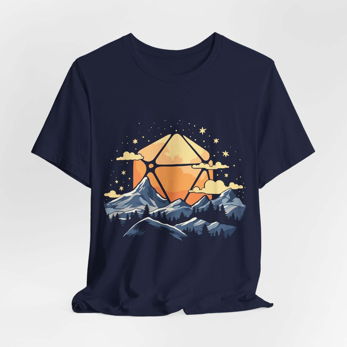 Printify T-Shirt Navy / S D20 Sun Landscape Blue Orange