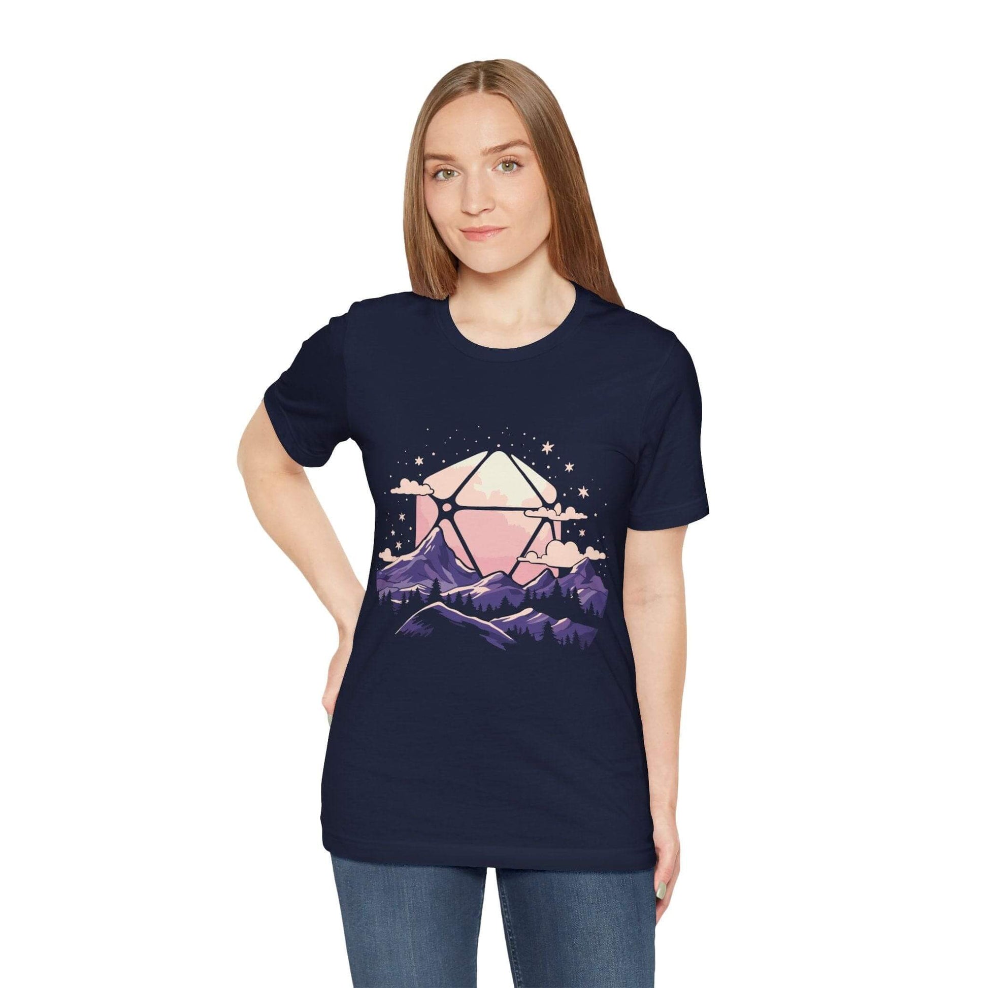 Printify T-Shirt D20 Sun Landscape Purple Pink