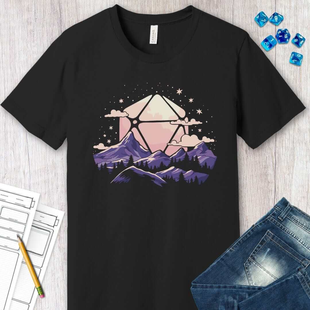 Printify T-Shirt D20 Sun Landscape Purple Pink