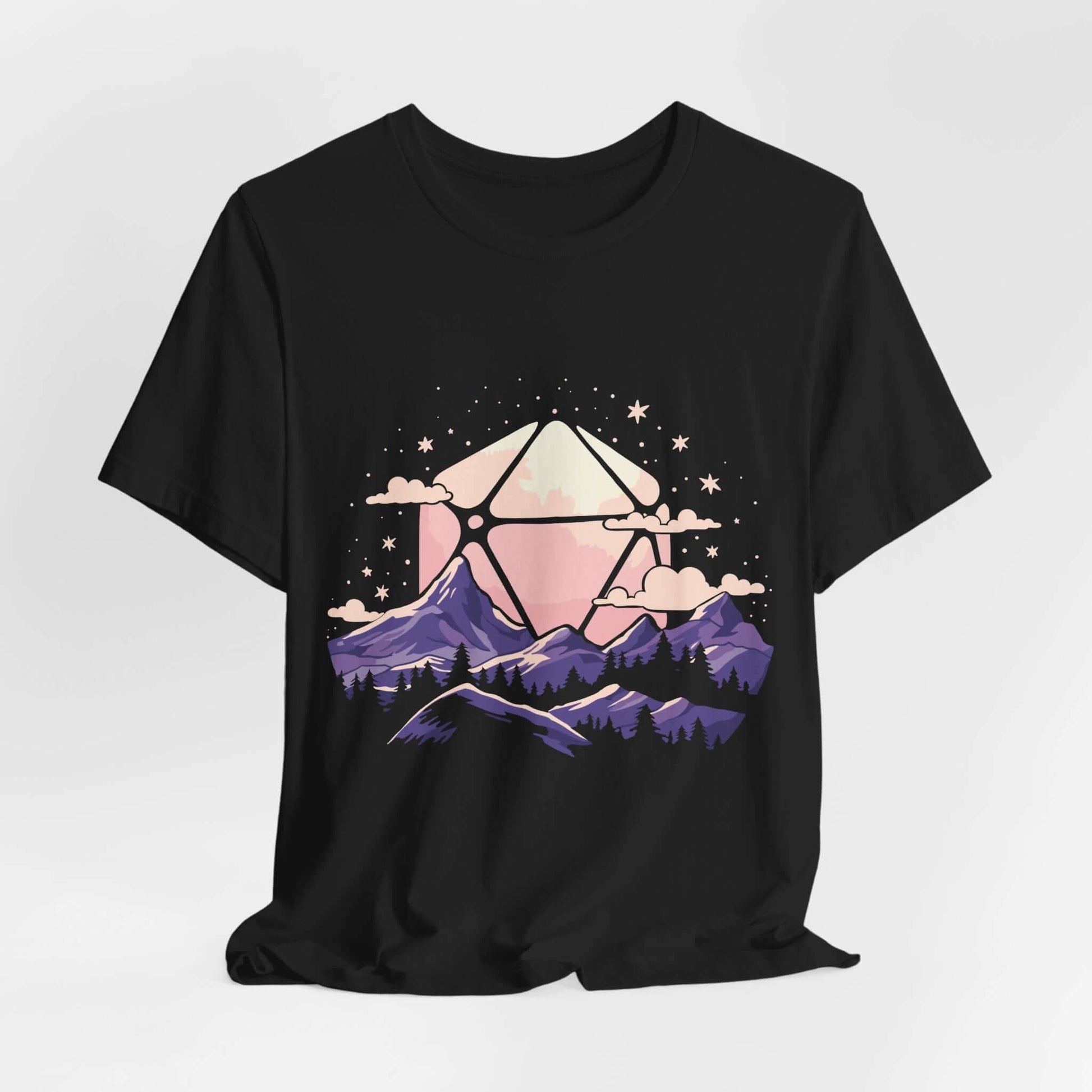 Printify T-Shirt Black / S D20 Sun Landscape Purple Pink