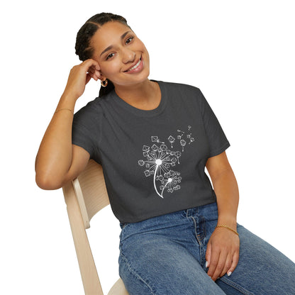 Printify T-Shirt Dandelion Dice Floral Tabletop RPG T-Shirt