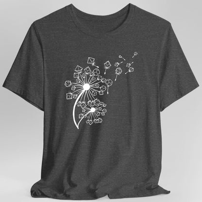 Printify T-Shirt Dark Heather / S Dandelion Dice Floral Tabletop RPG T-Shirt