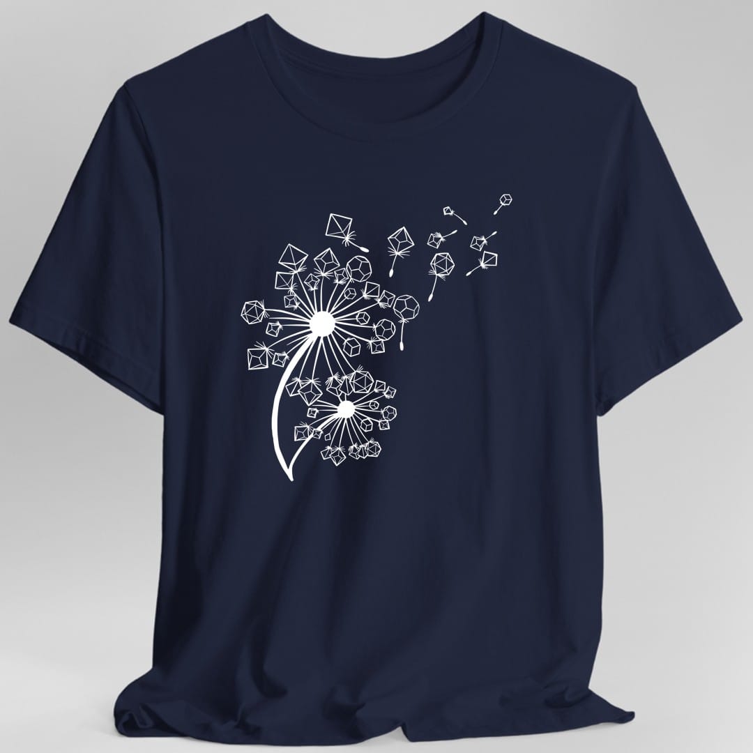 Printify T-Shirt Navy / S Dandelion Dice Floral Tabletop RPG T-Shirt