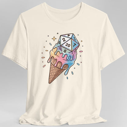The same Dice Cream design, on a natural t-shirt.