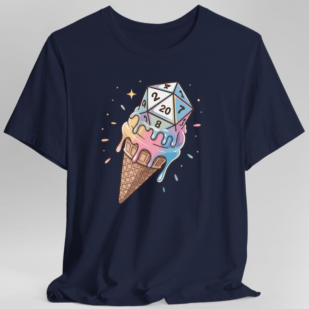 The same Dice Cream design, on a navy t-shirt.