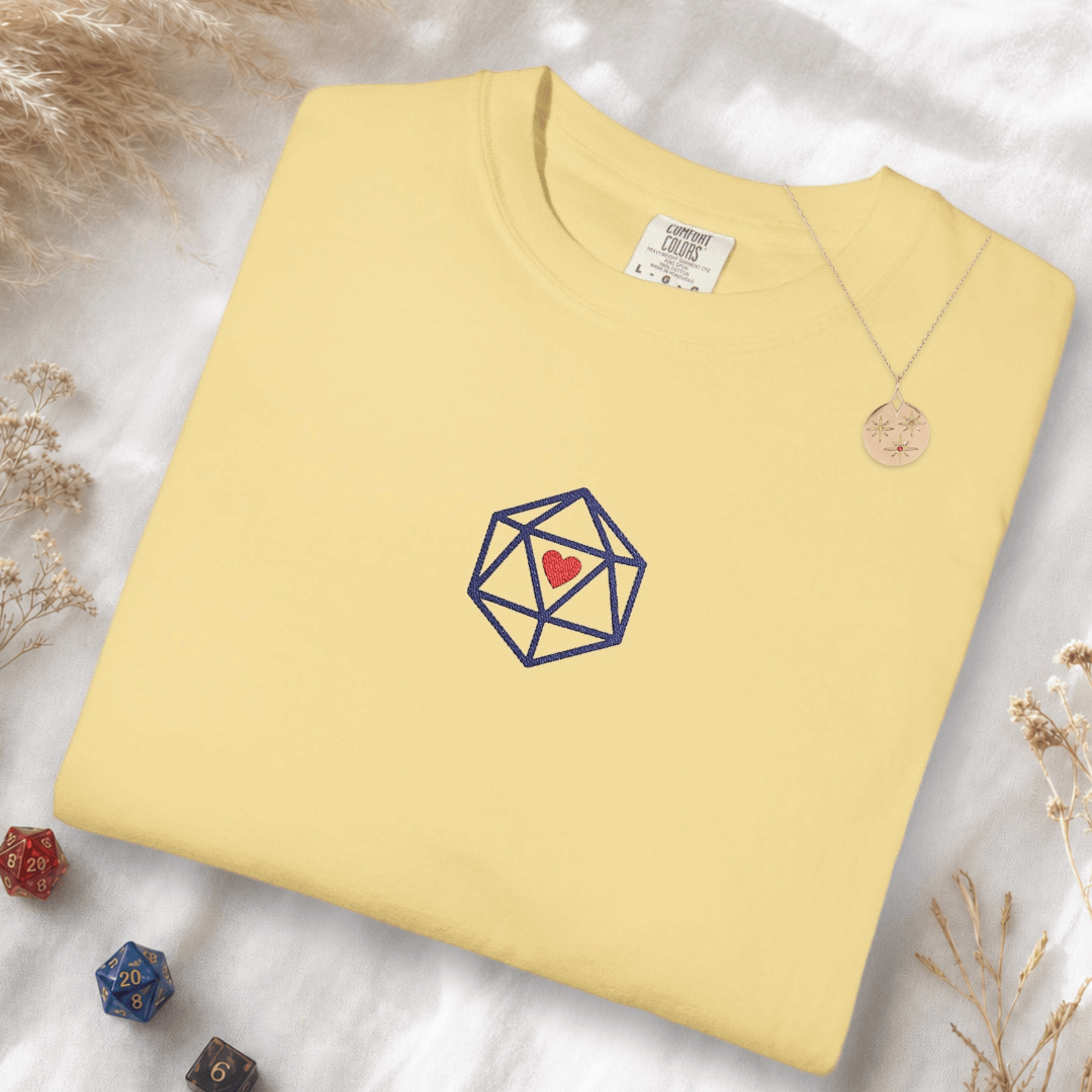Printify T-Shirt Butter / M Dice Embroidery T-Shirt - Comfort Colors