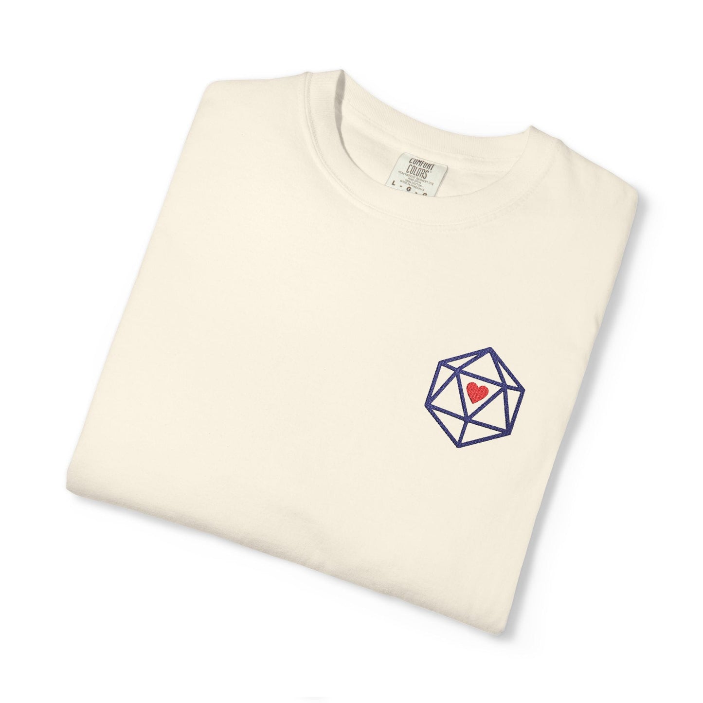 Printify T-Shirt Ivory / S Dice Embroidery T-Shirt - Comfort Colors