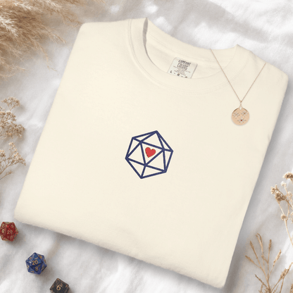 Printify T-Shirt Ivory / S Dice Embroidery T-Shirt - Comfort Colors