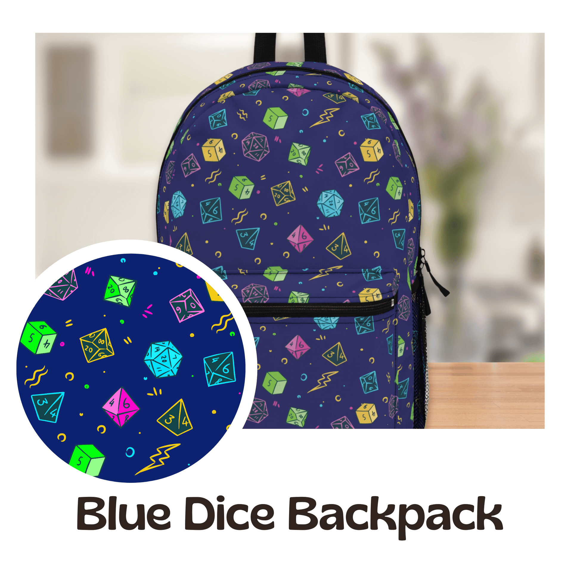 Printify Bags One size DnD Backpack - Blue Dice Pattern