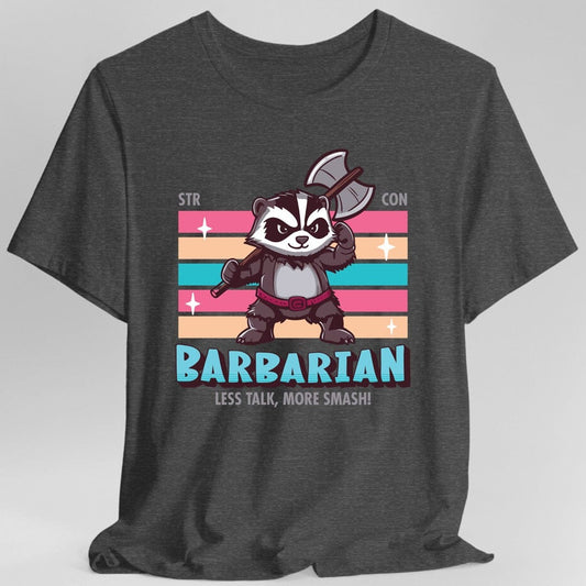 Printify T-Shirt Dark Heather / S DnD Barbarian Shirt - D&D Kawaii Class T-shirt