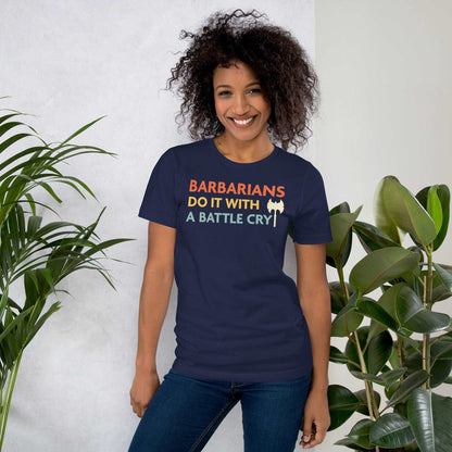 Printify T-Shirt DnD Barbarians Do It With A Battle Cry Shirt