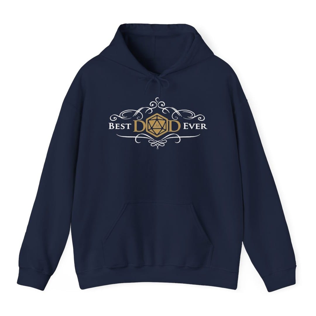 The same Best Dad Ever design, on a navy hoodie.