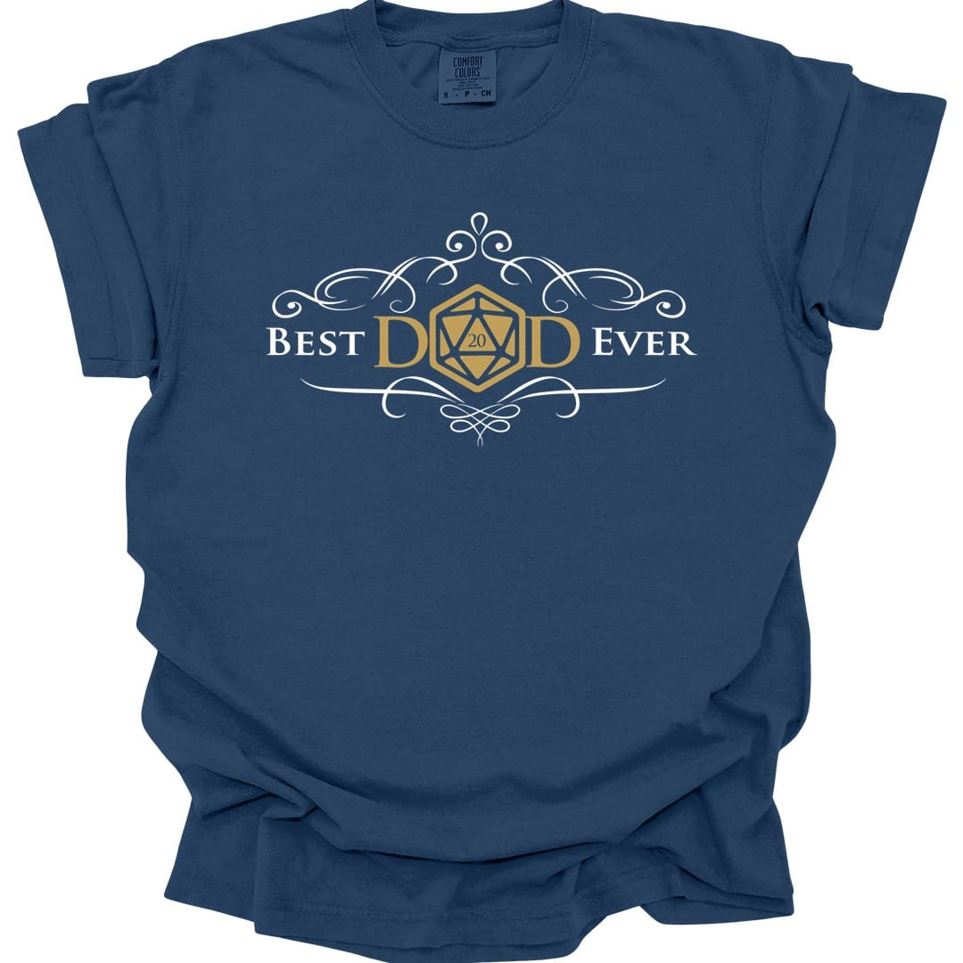 The same Best Dad Ever design, on a true navy t-shirt.