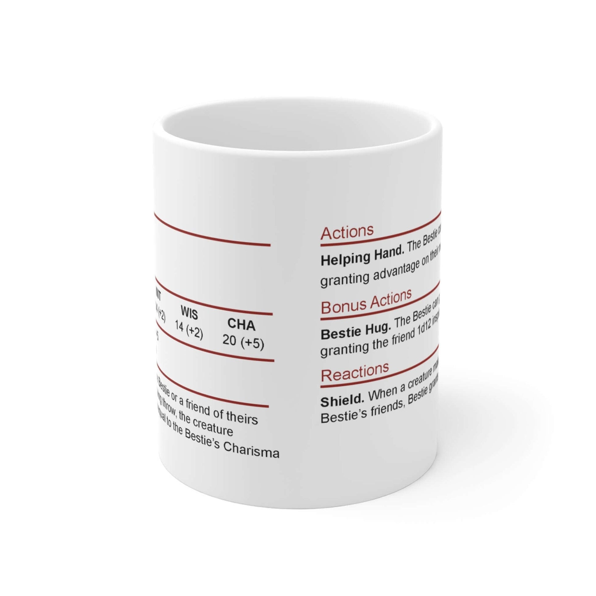 Printify Mug 11oz DnD Bestie Stat Block Mug