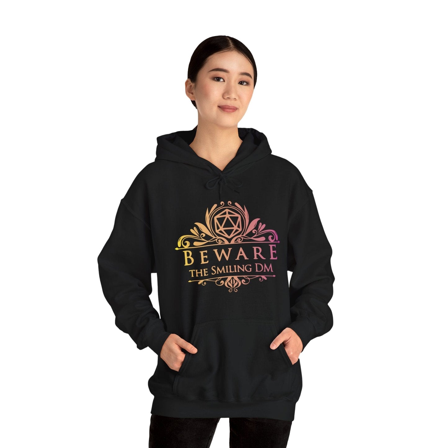 Printify Hoodie DnD Beware the Smiling DM Hoodie