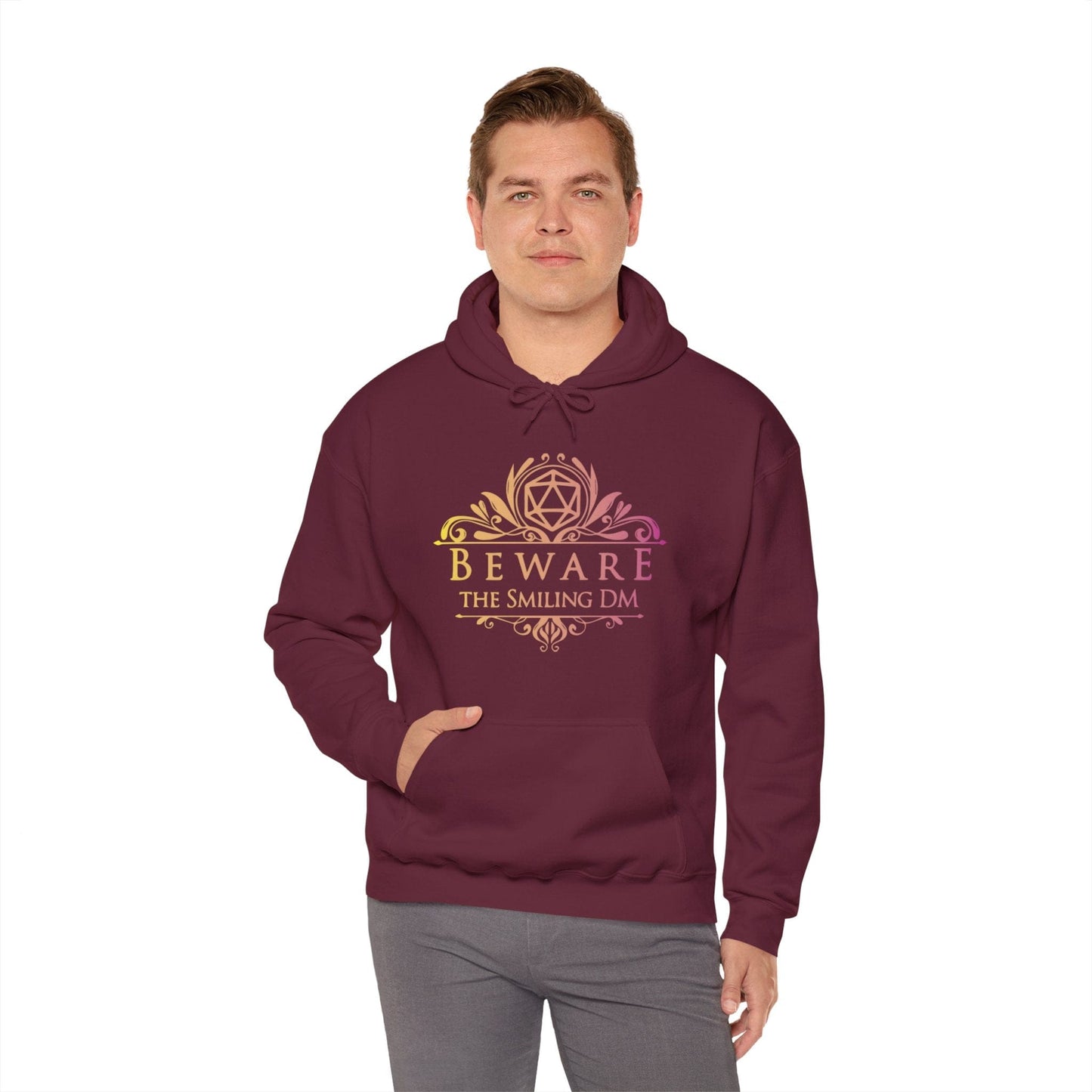 Printify Hoodie DnD Beware the Smiling DM Hoodie