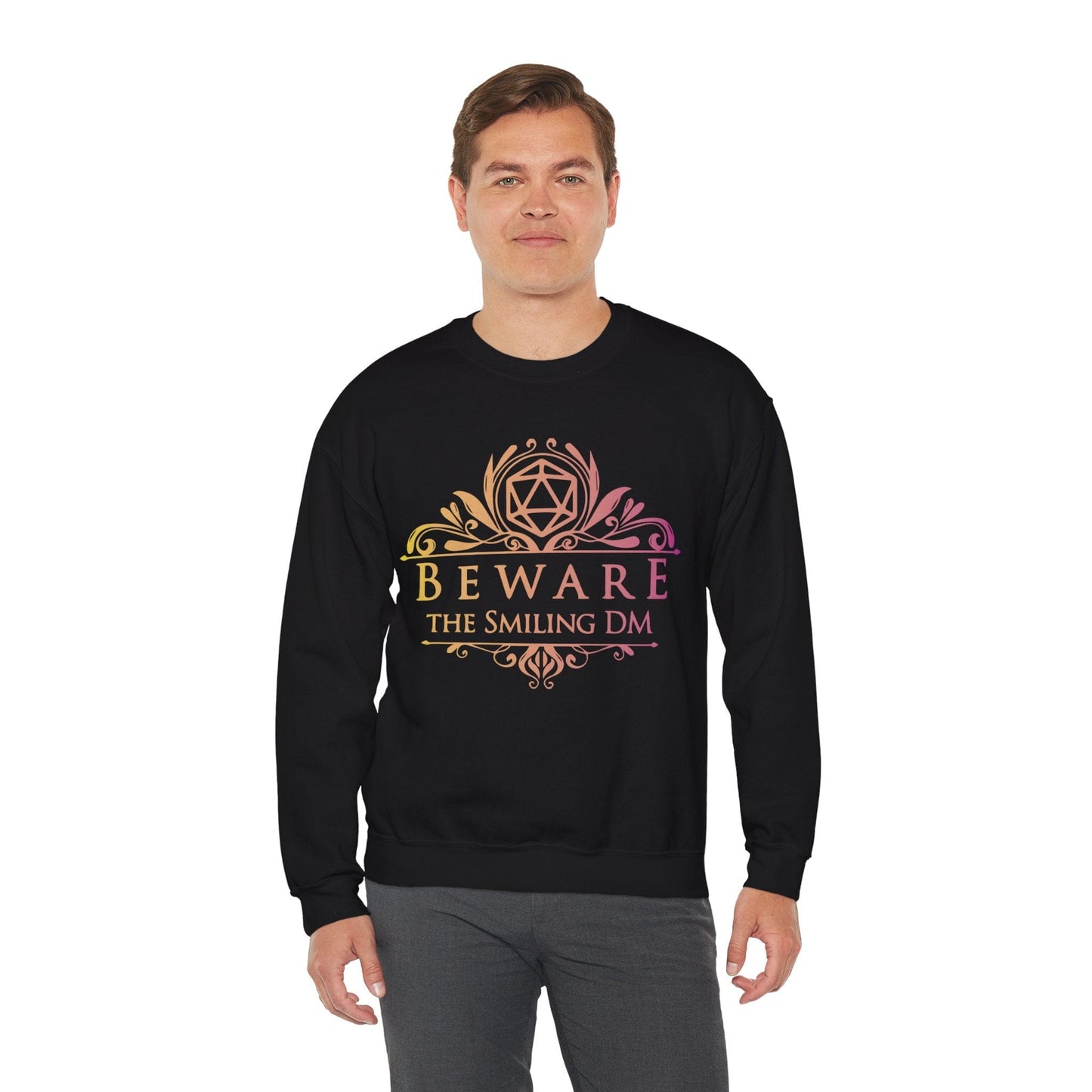 Printify Sweatshirt DnD Beware the Smiling DM Sweatshirt