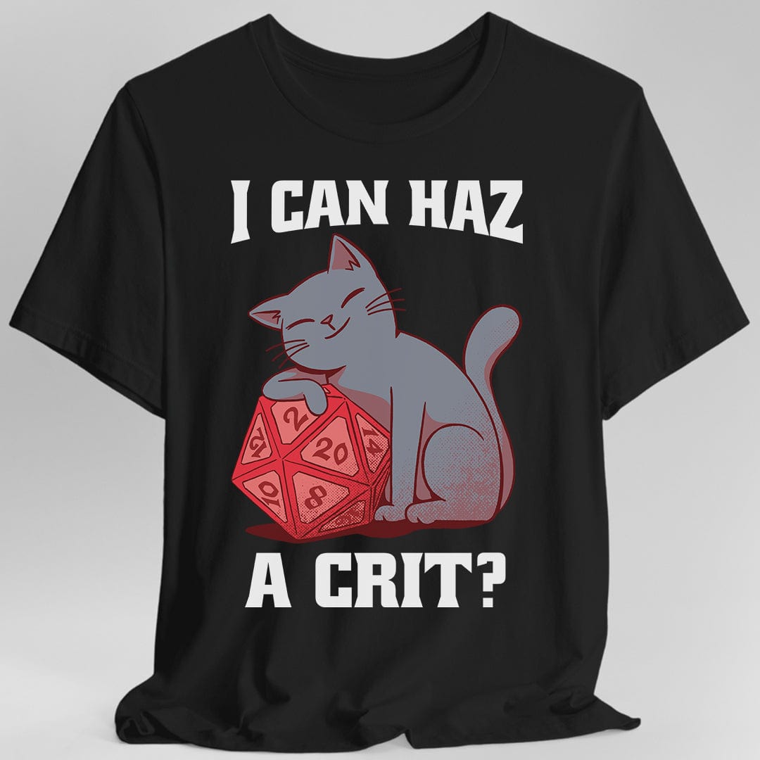 Printify T-Shirt Black / S DnD Cat Shirt - I can haz a crit?