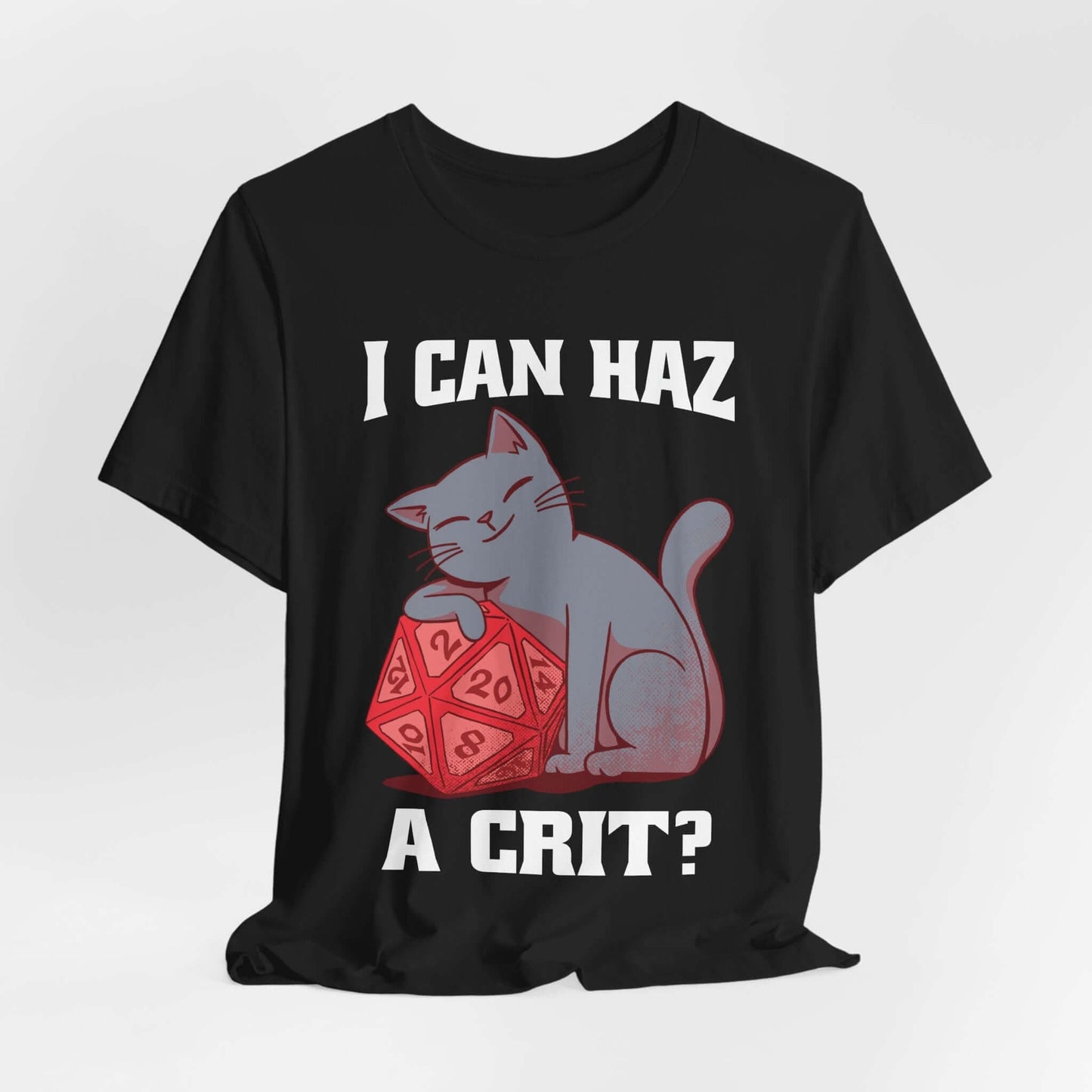 Printify T-Shirt Black / S DnD Cat Shirt - I can haz a crit?